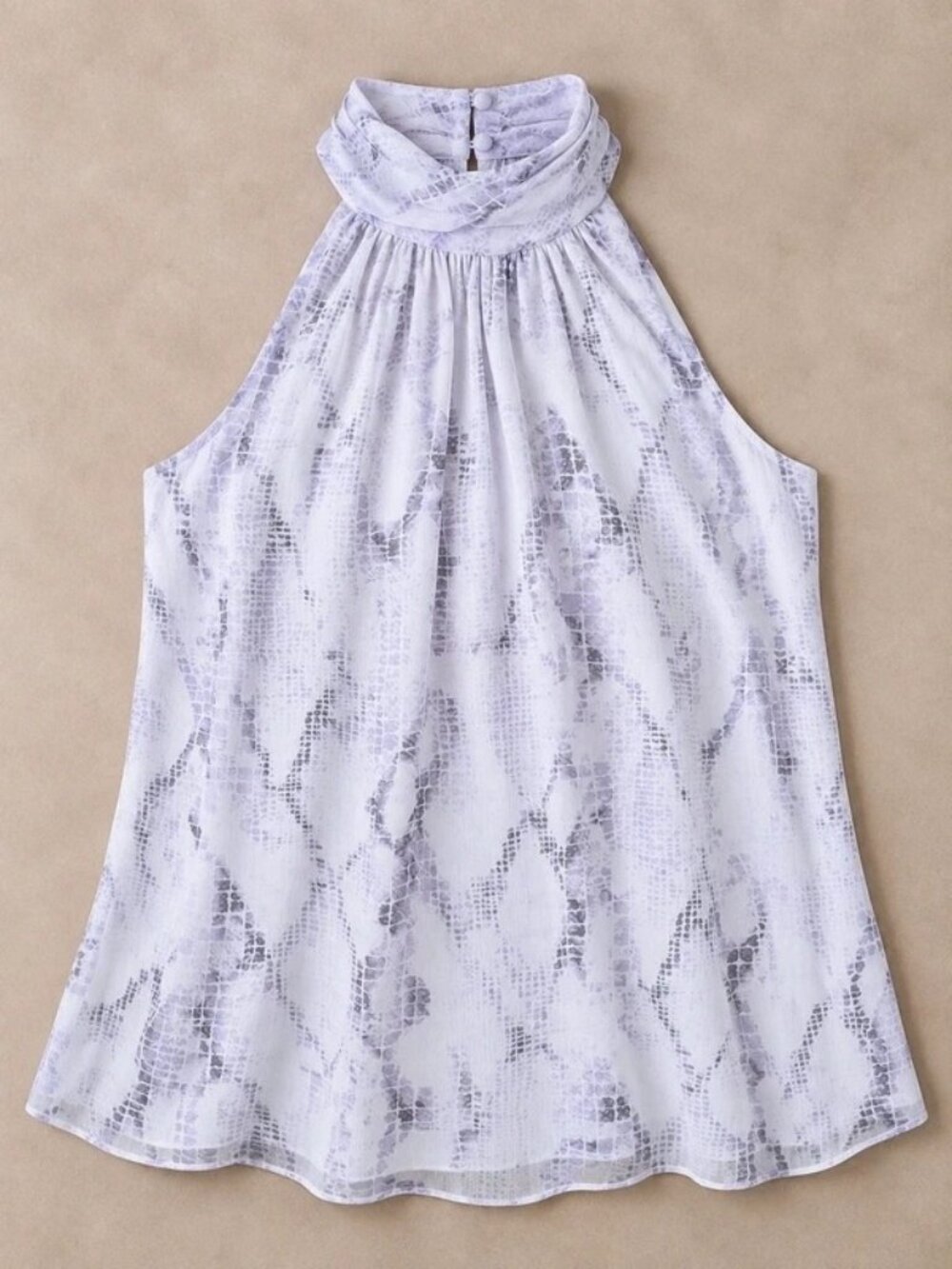 White House Black Market Snake Print Halter Blouse Women’s L NWT
